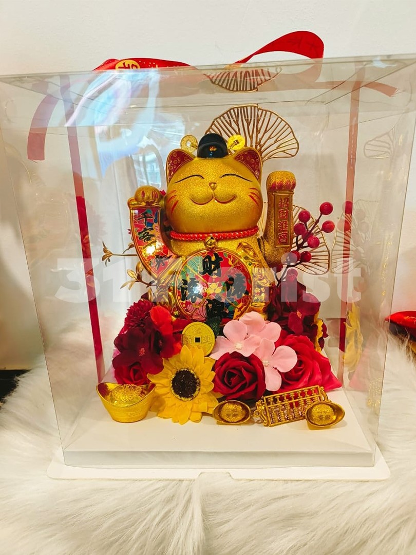 金灿灿招财猫开业花盒